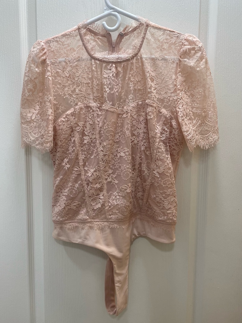 Fate Blush Lace Short-Sleeve Bodysuit